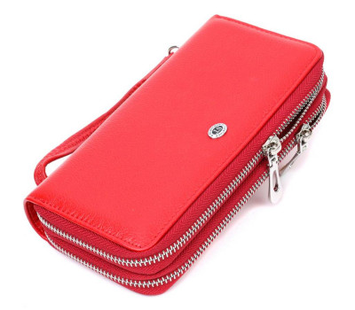 Яскравий жіночий гаманець-клатч із двома відділеннями на блискавках ST Leather 19430 Червоний