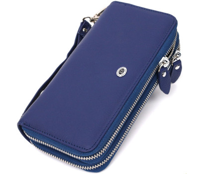 Місткий жіночий гаманець-клатч із двома відділеннями на блискавках ST Leather 19431 Синій