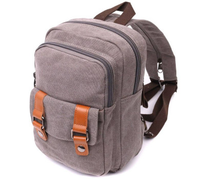 Оригінальна сумка-рюкзак з двома відділеннями із щільного текстилю Vintage 22161 Сірий