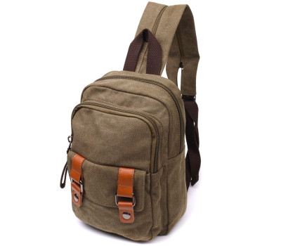 Сумка-рюкзак у стилі мілітарі з двома відділеннями із щільного текстилю Vintage 22163 Оливковий