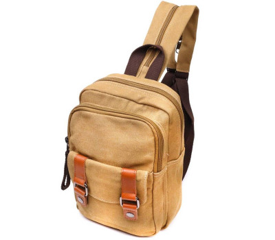 Зручна сумка-рюкзак у стилі мілітарі з двома відділеннями із щільного текстилю Vintage 22166 Пісочний