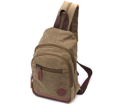 Чоловіча практична текстильна сумка через плече з ущільненою спинкою Vintagе 22174 Оливковий