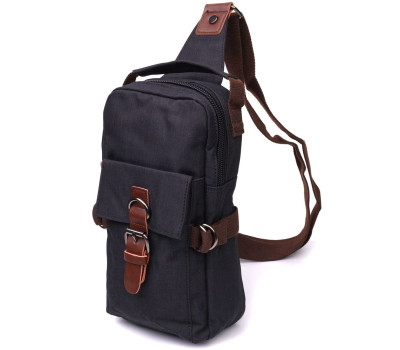 Незвичайна плечова сумка для чоловіків із щільного текстилю Vintage 22187 Чорний