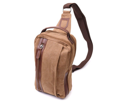 Вертикальна чоловіча сумка через плече із щільного текстилю Vintage 22191 Коричневий