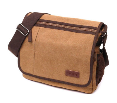 Містка текстильна сумка для ноутбука 13" через плече Vintage 22201Коричнева
