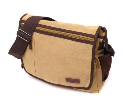 Практична сумка через плече для ноутбука 13" із щільного текстилю Vintage 22202 Пісочний