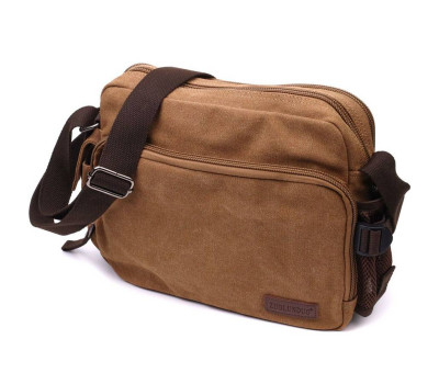 Містка чоловіча сумка месенджер із щільного текстилю Vintage 22205 Коричневий