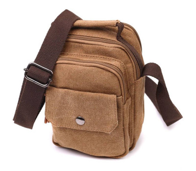 Практична невелика чоловіча сумка із щільного текстилю Vintage 22220 Коричневий