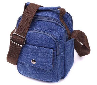 Зручна невелика чоловіча сумка із щільного текстилю Vintage 22221 Синій