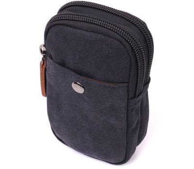 Сумка-чохол на пояс з металевим карабіном із текстилю Vintage 22223 Чорний