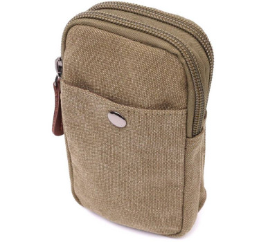 Компактна сумка-чохол на пояс із металевим карабіном із текстилю Vintage 22224 Оливковий