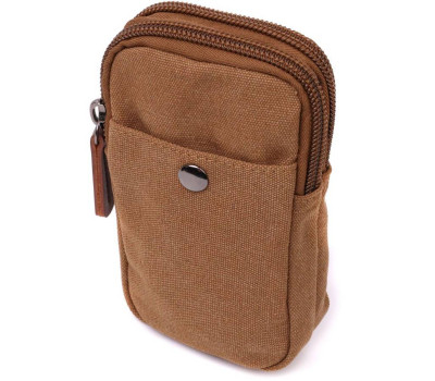 Добротна сумка-чохол на пояс із металевим карабіном із текстилю Vintage 22225 Коричневий