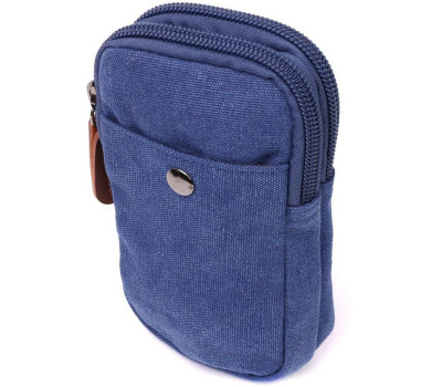Практична сумка-чохол на пояс із металевим карабіном із текстилю Vintage 22226 Синій