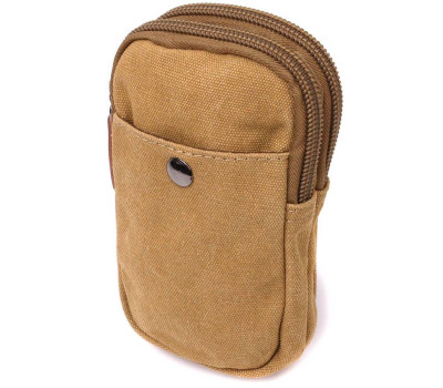 Вертикальна сумка-чохол на пояс із металевим карабіном із текстилю Vintage 22227 Пісочний