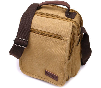 Чоловіча сумка листоноша на плече із щільного текстилю Vintage 22229 Пісочний