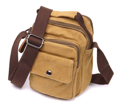 Відмінна невелика чоловіча сумка із щільного текстилю Vintage 22222 Пісочний