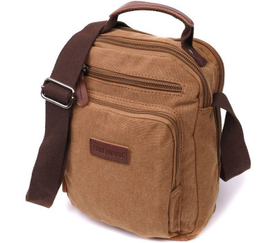 Відмінна вертикальна сумка для чоловіків із текстилю Vintage 22236 Коричневий