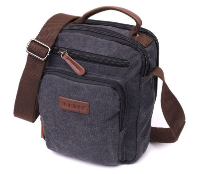 Функціональна вертикальна сумка для чоловіків із текстилю Vintage 22237 Чорний