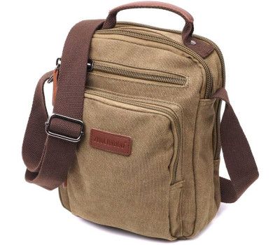 Містка вертикальна сумка для чоловіків із текстилю Vintage 22238 Оливковий