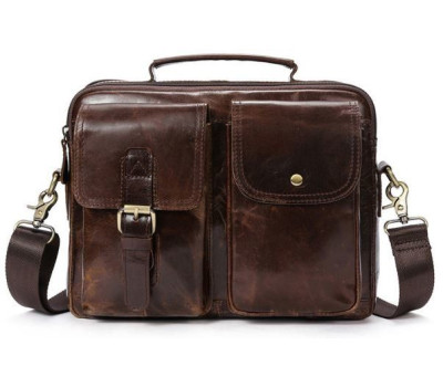 Ділова сумка на плече шкіряна Vintage 14820 Коричнева