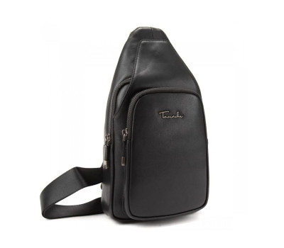 Чоловічий шкіряний чорний слінг на плече Tavinchi TV-SM8-681A
