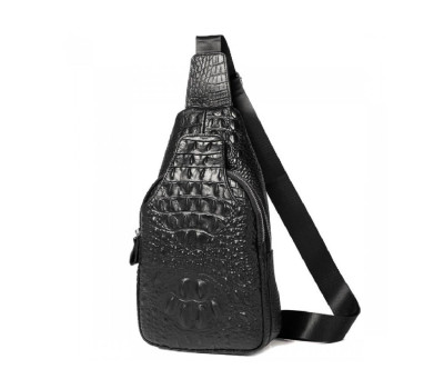 Сумка-слінг чорна з тисненням під рептилію Tiding Bag CR-A25F-1943A