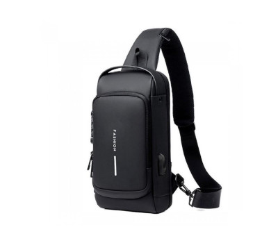 Текстильна сумка-слінг чорного кольору Confident AT09-T-23916A