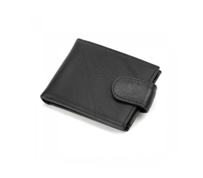 Чоловіче шкіряне портмоне чорне з кнопкою Tiding Bag M39-9923-1FRA