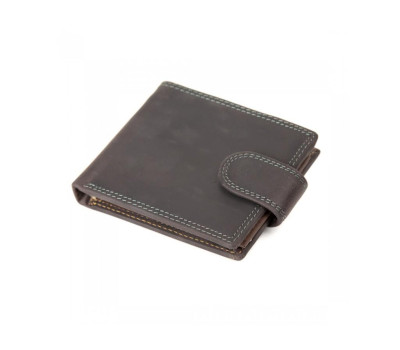 Вінтажне портмоне коричневе на кнопці Tiding Bag M39-FA27DB