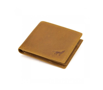 Портмоне шкіряне коричневе з тисненням вовка Tiding Bag M39-7063B