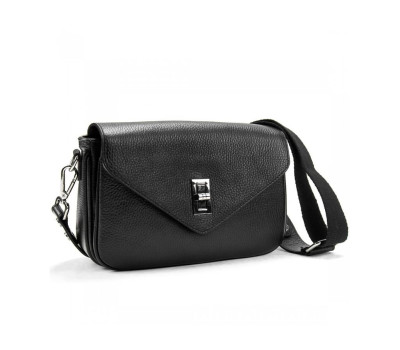 Кросбоді шкіряне чорне на замку Firenze Italy F-IT-9555A