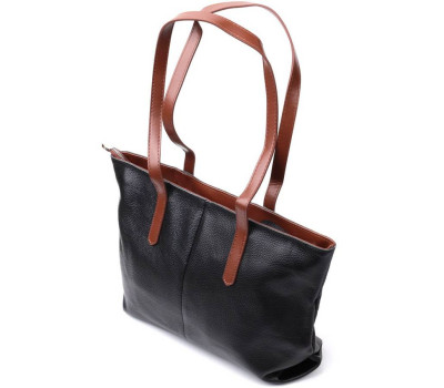 Містка сумка для жінок з натуральної шкіри Vintage 22281 Чорна