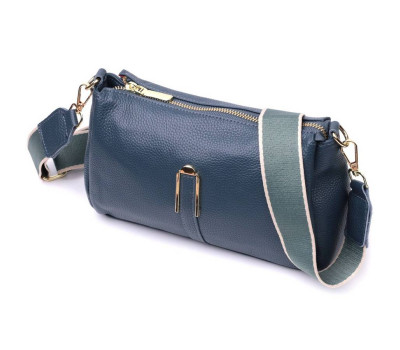 Жіноча практична сумка через плече з натуральної шкіри Vintage 22287 Синя