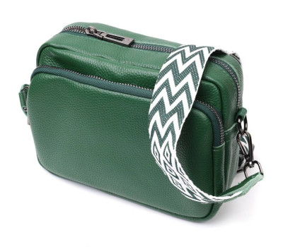 Модна жіноча сумка крос-боді з натуральної шкіри Vintage 22296 Зелена