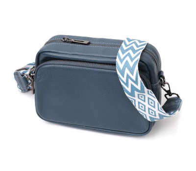 Цікава жіноча сумка крос-боді з натуральної шкіри Vintage 22297 Синя