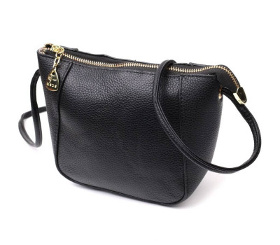 Маленька сумка через плече з натуральної шкіри Vintage 22298 Чорний