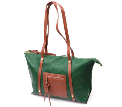 Яскрава двокольорова сумка жіноча з натуральної шкіри Vintage 22302 Зелений