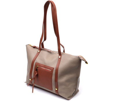 Оригінальна двокольорова сумка жіноча з натуральної шкіри Vintage 22304 Бежева