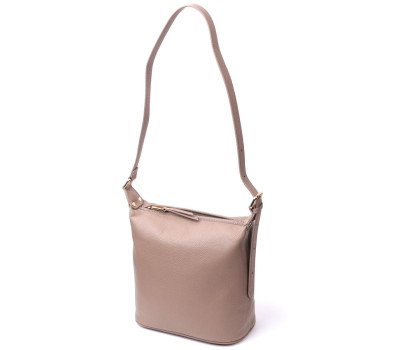 Практична жіноча сумка з однією довгою ручкою з натуральної шкіри Vintage 22306 Бежева