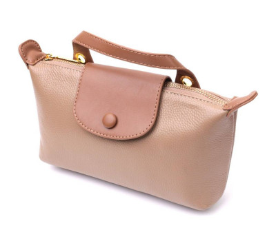 Ідеальна сумка жіноча з цікавим клапаном з натуральної шкіри Vintage 22251 Бежева