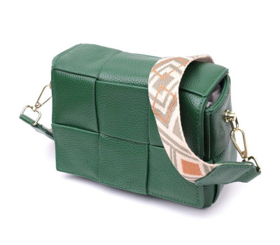 Компактна вечірня сумка для жінок з палітурками з натуральної шкіри Vintage 22312 Зелена