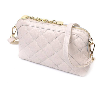 Стильна сумка жіноча через плече з натуральної стьобаної шкіри Vintage 22316 Біла