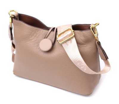 Сумка жіноча з оригінальною застібкою ґудзиком з натуральної шкіри Vintage 22320 Бежева