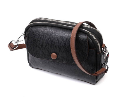 Шкіряна маленька повсякденна сумка для жінок Vintage 22324 Чорна