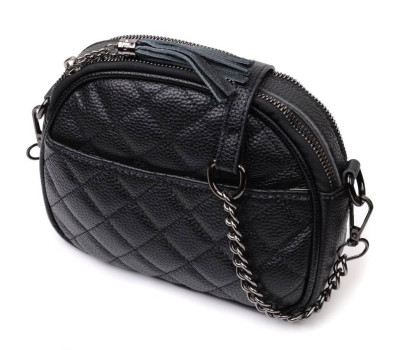 Стьобана сумка для жінок з м'якої натуральної шкіри Vintage 22325 Чорна