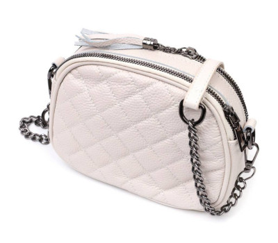 Жіноча стьобана сумка з м'якої натуральної шкіри Vintage 22326 Біла