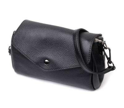 Жіноча шкіряна сумка із трикутним клапаном Vintage 22254 Чорна