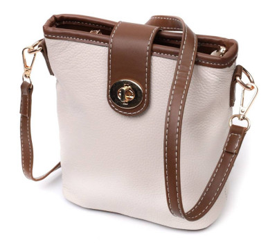 Зручна сумка на плече для жінок з натуральної шкіри на кожен день Vintage 22347 Біла