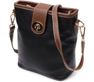 Цікава сумка для жінок на кожен день з натуральної шкіри Vintage 22348 Чорна