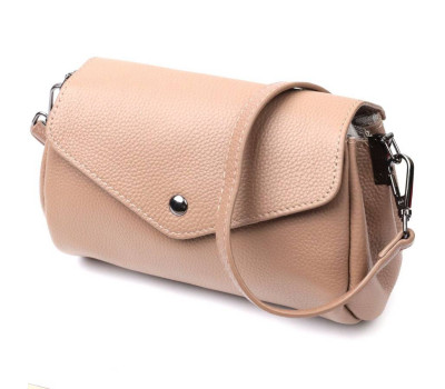 Компактна шкіряна сумка з трикутним клапаном Vintage 22256 Бежева